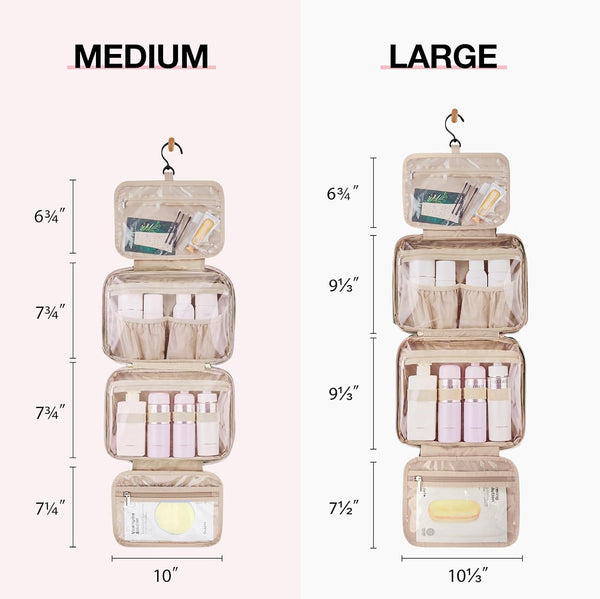 BAGSMART Toiletry Bag Hanging Travel Makeup Organizer with TSA Approved Transparent Cosmetic Bag Makeup Bag for Full Sized Toiletries, Large-Green