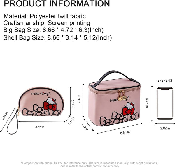 AmBealla Travel Makeup Bag Large Cosmetic Bags with Brush Holder,Pink Waterproof 2PCS Portable Cosmetic Case for Women,Toiletry Storage Bag for