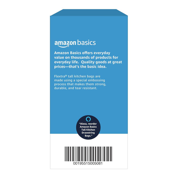 Amazon Basics Flextra Strength Tall Kitchen Drawstring Trash Bags, Fresh Scent, Tear Resistant, 13 Gallon, 120 Count 120 Count (Pack of 1)