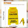 Caution Overstimulated Desk Sign, 3D Printed Caution Overstimulated Do not Approach Signs, Funny Office Desk Warning Sign