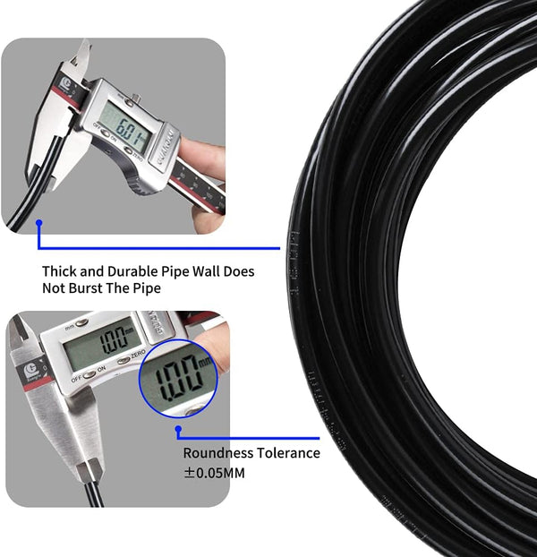 Pneumatic Tubing Black PU Air hose Pipe Tube Kit 6mm OD 4mm ID 39.4ft/12 Meter for Air Line or Fluid Transfer… 6mm OD / 4mm ID × 12m Black