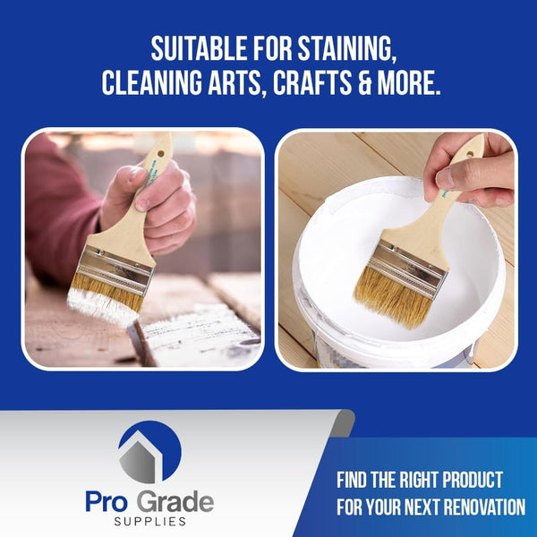 Pro Grade 4" Chip Brushes, Disposable Paint Brushes, for Sealers, 96 Pack | Natural bristle, wood handle | Bulk Pack | For Deck Stain & Fence