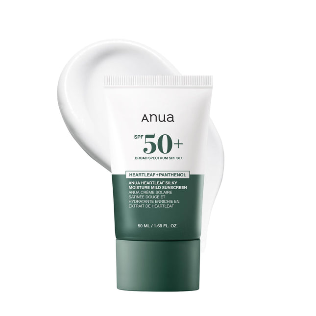 Anua Heartleaf Silky Moisture Mild Sunscreen, Broad Spectrum SPF 50+ with Moisturizing Formula, Lightweight Korean Sunsc