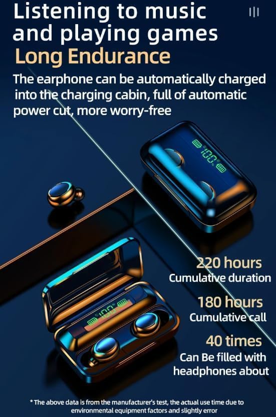 Wireless Earbuds, Earphones Bluetooth 5.3, Touch Control Noise Reduction Headphones for Work/Sport,Hifi Digital LED Display Charging Case, IP7