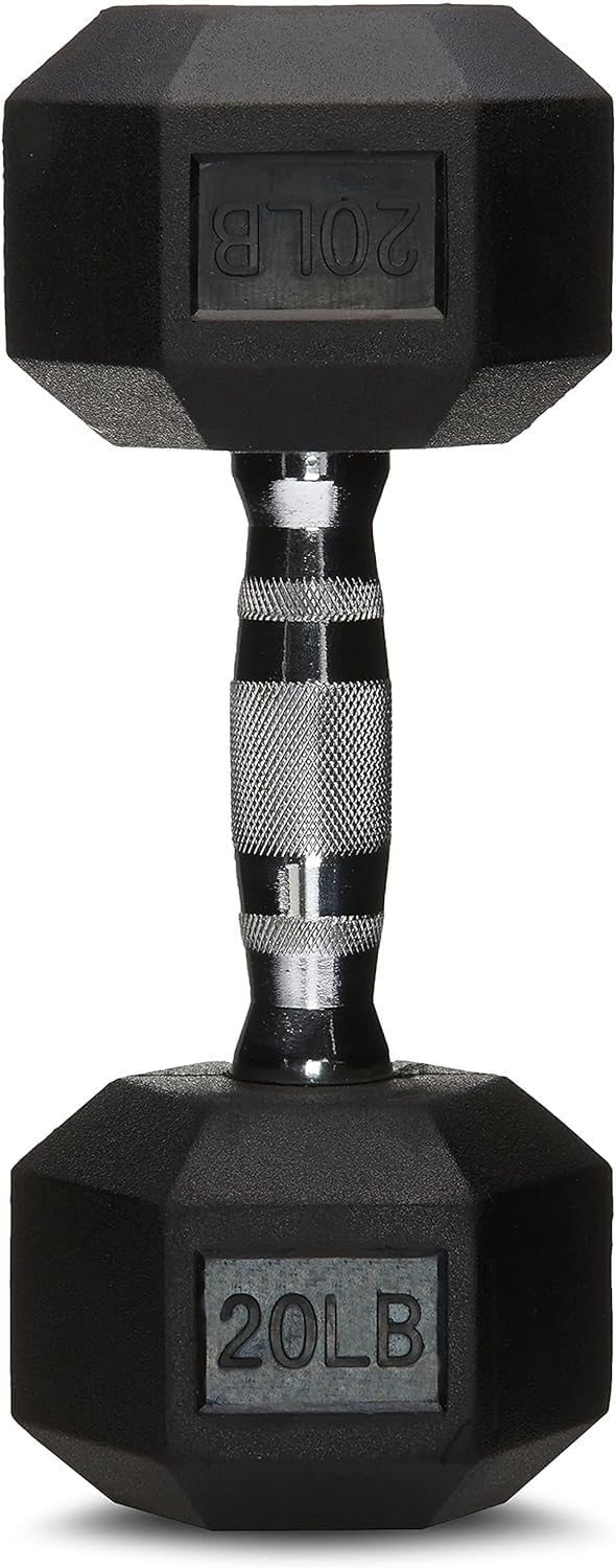 Amazon Basics Rubber Hex Dumbbell Hand Weight 20 Pounds 20 Pounds