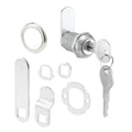 Prime-Line U 9943 Diecast Drawer & Cabinet Lock, 7/8 in., Stainless Steel | 3 Cams, Includes Trim Collar, 2 Washers, 2 Keys & Fasteners, For 9/16