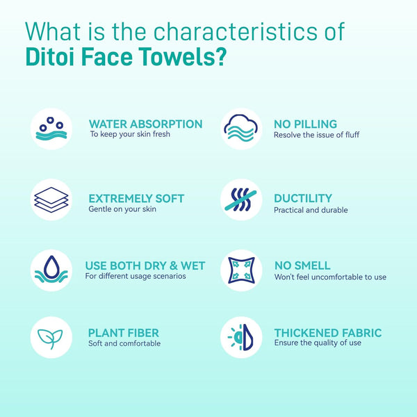 Face Towels, 10"ÃÂ12" Disposable Face Towel, Face Towelettes XL, Ultra Soft Makeup Remover Dry Wipes, Thick Face Towel for Sensitive Skin, 50 Count