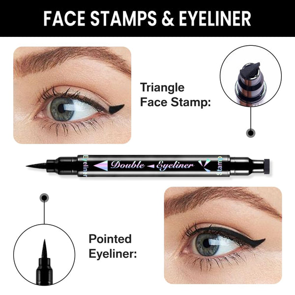 Evpct 7Pcs Colored Liquid Eye Liners Face Stamp Cosplay Gothic Makeup Set Kit for Beginners, Black Brown Purple Blue Red Pink Green Star Flowers