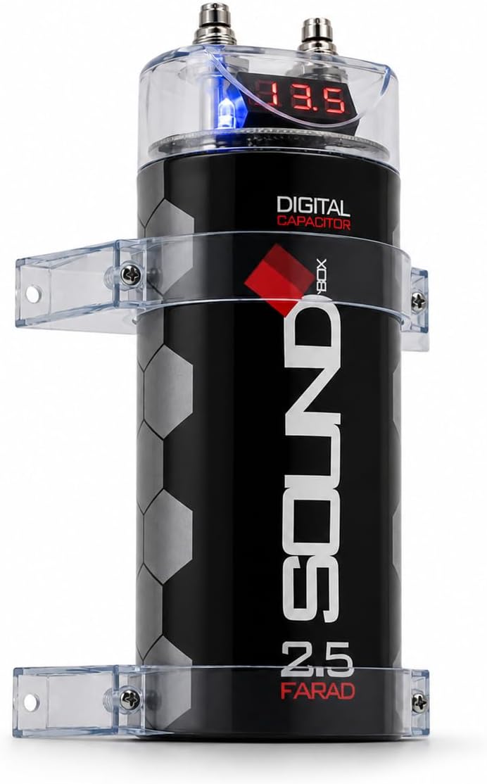 Soundbox SCAP2D, 2.5 Farad Digital Capacitor for Car Audio - 2500 Watts