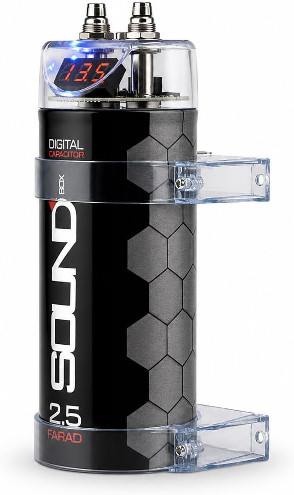 Soundbox SCAP2D, 2.5 Farad Digital Capacitor for Car Audio - 2500 Watts