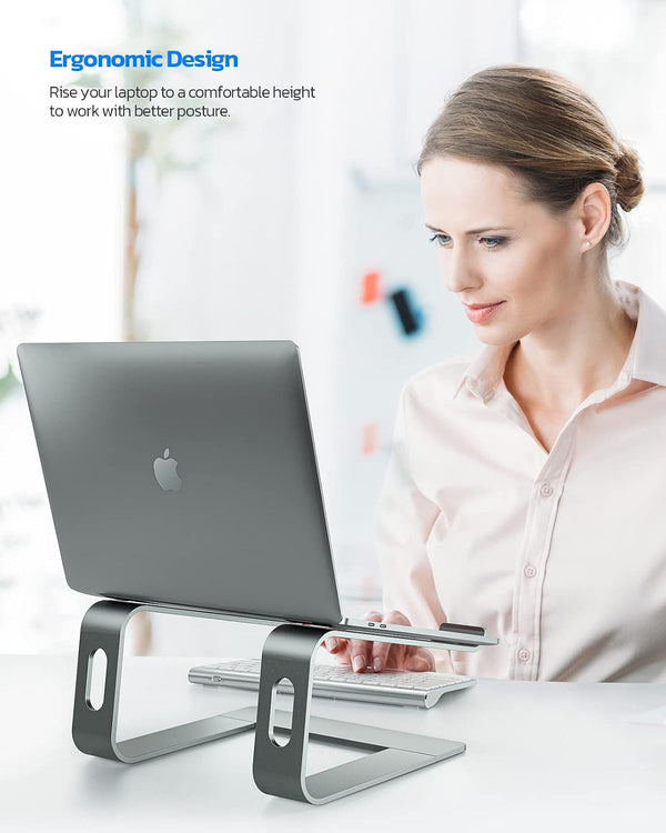 Nulaxy Full Aluminum Laptop Stand, Stable Support to 22 lbs, Open Cooling A-Grey
