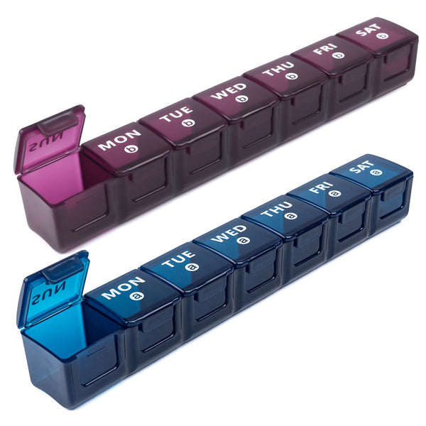 2-Pack Weekly Large Pill Organizer, Pill Container 7 Day Pill Box | Big Compartments Pill Case AM PM,14 Day XL Daily Medicine Organizer Dispenser