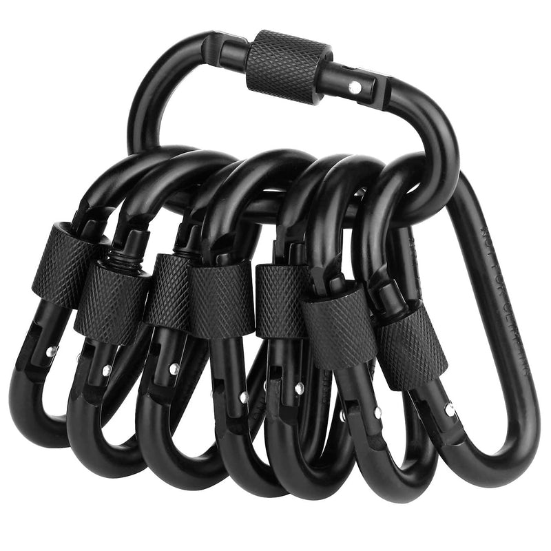 Locking Carabiner Clip, Vonpri 3 Inch D Ring Clips Spring Snap Key Chain Hook Screw Gate Aluminum Carabiners for Outdoor Travel Camping Fishing