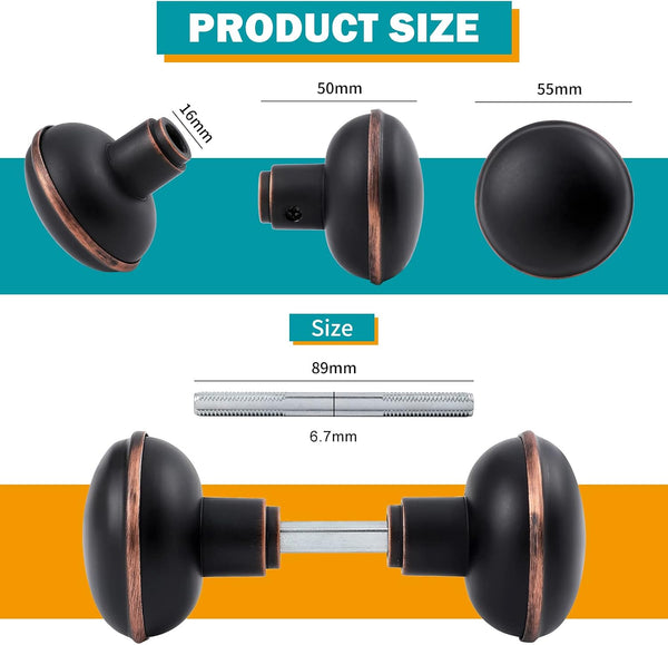 Vintage Oil Rubbed Bronze Door Knob Set with Spindle,1 Pack 1 Pack Oil Rubbed Bronze