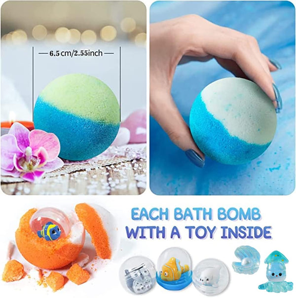 Bath Bomb Gift Set with Surprise Inside, 20 Pack Organic Bath Bombs for Kids, Kids Safe Handmade Fizzy Balls for Kid, Ideal Birthday Gift for