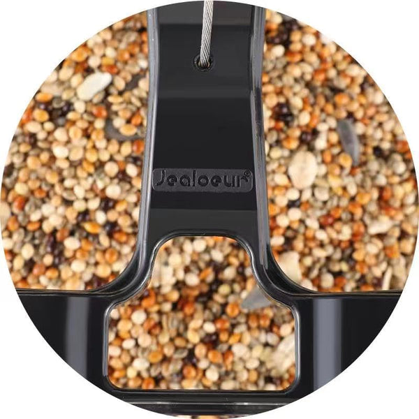 Jealoeur Bird Feeders for Outdoors Hanging Bird Feeder Wild Birds Seed, Black 1 Black