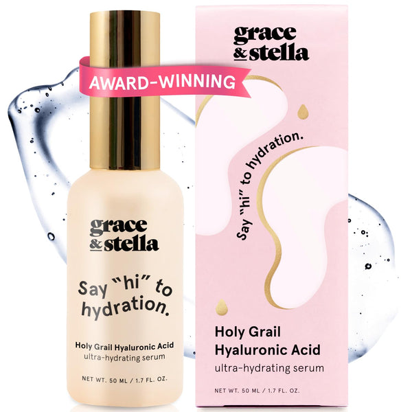 grace & stella Award Winning Hyaluronic Acid Serum (50ml/1.7 fl oz) Hydrating Hyaluronic Acid Serum for Face - Acido Hialuronico for Women -