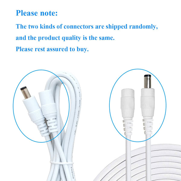 2pcs 2m/6.56Feet DC Extension Cable, 12V DC Power Adapter Plug Extension Cord 5.5mm x 2.1mm Male to Female Extension Wire for DC 12V Power