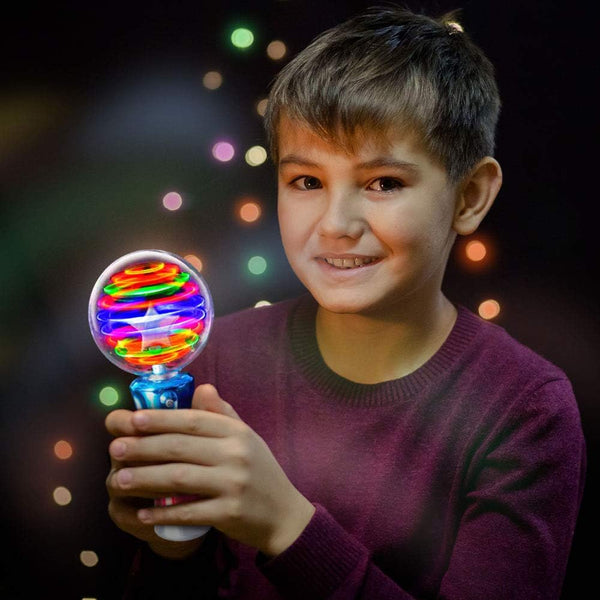 Artcreativity Light up Magic Ball Toy Wand for Kids - Spinning Lights & Colors - Fun Gift, Easter Basket Stuffers for Toddler, Party