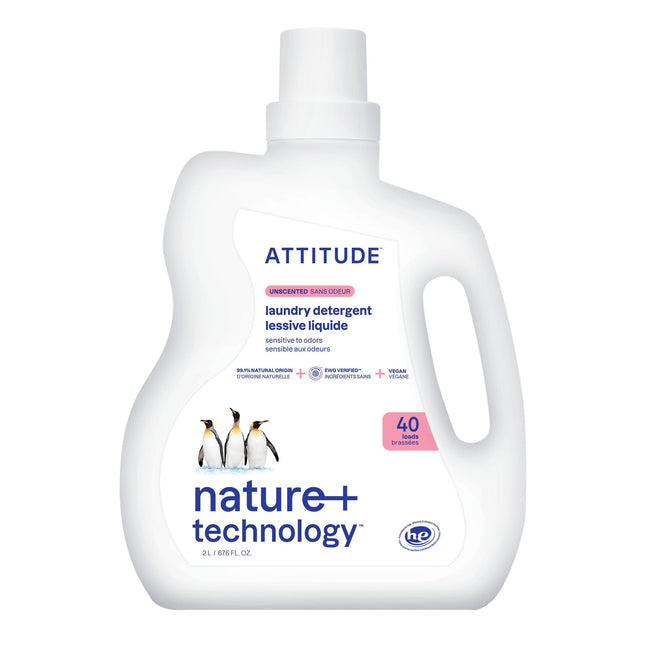 ATTITUDE Liquid Laundry Detergent, EWG Verified Laundry Soap, HE Compatible, Vegan and Plant Based Products, Cruelty-Fre