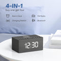 ANJANK Wooden Bluetooth Speaker Alarm Clock with Fm Radio, Wireless Charging Station for iPhone/Samsung, USB Charger Port, Dimmable Display, Sleep