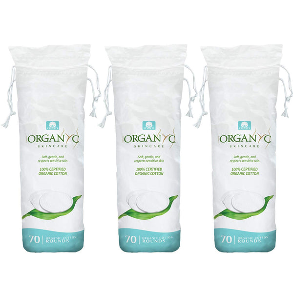 Organyc 100% Organic Cotton Rounds - Biodegradable Cotton, Chemical Free, for Sensitive Skin (210Count) - Daily Cosmetics Beauty and Personal Care