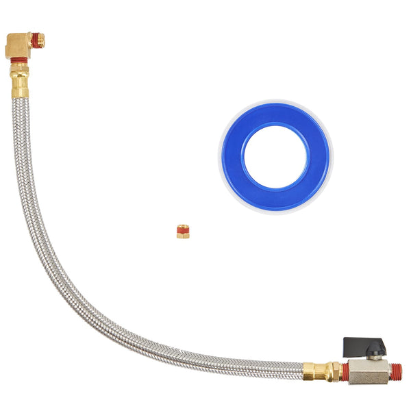 Extended Tank Drain Valve Assembly Kit Flexible Braided Steel Tube 15 Inch 1/4 Inch NPT Pipe Fitting for Air Compressor