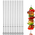 12PCS Kabob Skewers Flat Metal BBQ Barbecue Skewer 14" Long Stainless Steel Shish Kebob Sticks Wide Reusable Grilling Skewers Set for Meat Shrimp