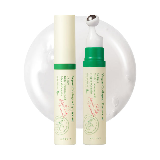 AXIS-Y Vegan Collagen Eye Serum - K Beauty Triple Hyaluronic Acid & Peptide Collagen Serum Improve Skin Elasticity, Redu