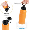 32 oz Powder Coated Double Wall Vacuum Insulated Sports Water Bottle, 18/8 Stainless Steel Wide Mouth Thermal Flask with Straw Lid & Spout Lid,