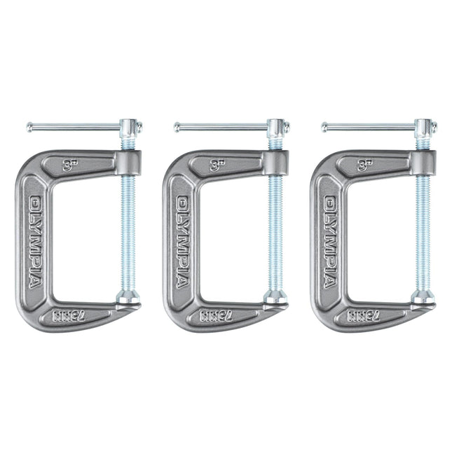 Olympia Tools Heavy Duty Cast Iron C-Clamps with 2-Inch Jaw Opening and 1-Inch Throat, 6 Pack