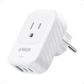 Anker European Travel Plug Adapter, 15W USB-C & 2 AC Outlets, Fits Type E/F Sockets, Compact for Iphone, Ipad & More (Not Compatible with Type L/G