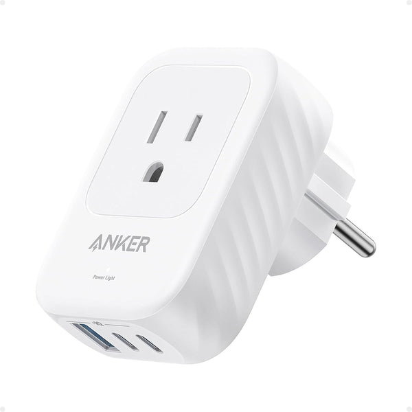 Anker European Travel Plug Adapter, 15W USB-C & 2 AC Outlets, Fits Type E/F Sockets, Compact for Iphone, Ipad & More (Not Compatible with Type L/G