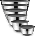 Umite Chef Mixing Bowls with Airtight Lids，6 piece Stainless Steel Metal Nesting Storage Bowls, Non-Slip Bottoms Size 7, 3.5, 2.5, 2.0,1.5, 1QT,