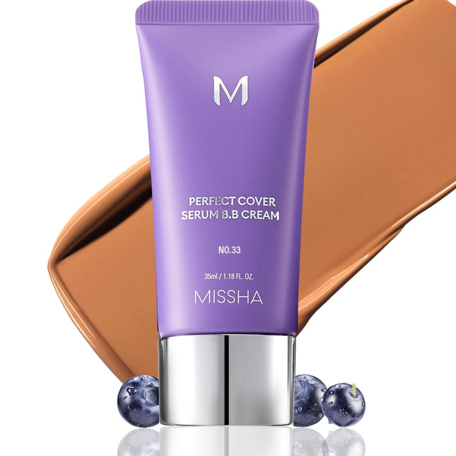 MISSHA M PERFECT COVER SERUM BB CREAM No.33 Tan -Tan with Warm Undertone, Skin Tint, Tinted Moisturizer, Skin Care Found