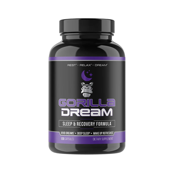 Gorilla Mind Dream Sleep Supplement (120 Capsules) - Nootropic Infused Comprehensive Sleep & Recovery Supplement - GABA, Melatonin, Valerian Root,