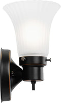 Design House Village Traditional 1-Light Indoor Dimmable Wall Sconce, Frosted Flute Glass, Twist On/Off Switch, Bathroom Bedroom Hallway,