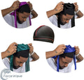 4PCS Silky Durags for Men Women 360 Waves with 1 Wave Cap, Silky Satin Durag Extra Long Tails Black Blue Green Purple
