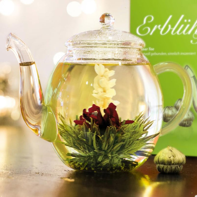 Creano Blooming Tea Gift Set with Glass Teapot 17Oz (500Ml) - Green Tea Fruity F