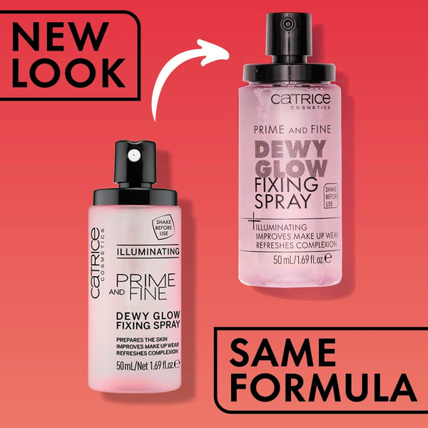 Catrice Prime & Fine Illuminating Dewy Glow Spray, Pack of 1 | Prime, Set & Refresh Makeup, Lightweight, Quick-Dry Face Mist for Hydrated, Glass