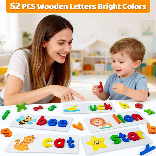 BEESTECH Alphabet ABC Learning Educational Toys for 2 3 4 5 Years Old Boys Girls, Wooden Puzzle Flash Cards Preschool Activity Letter Matching
