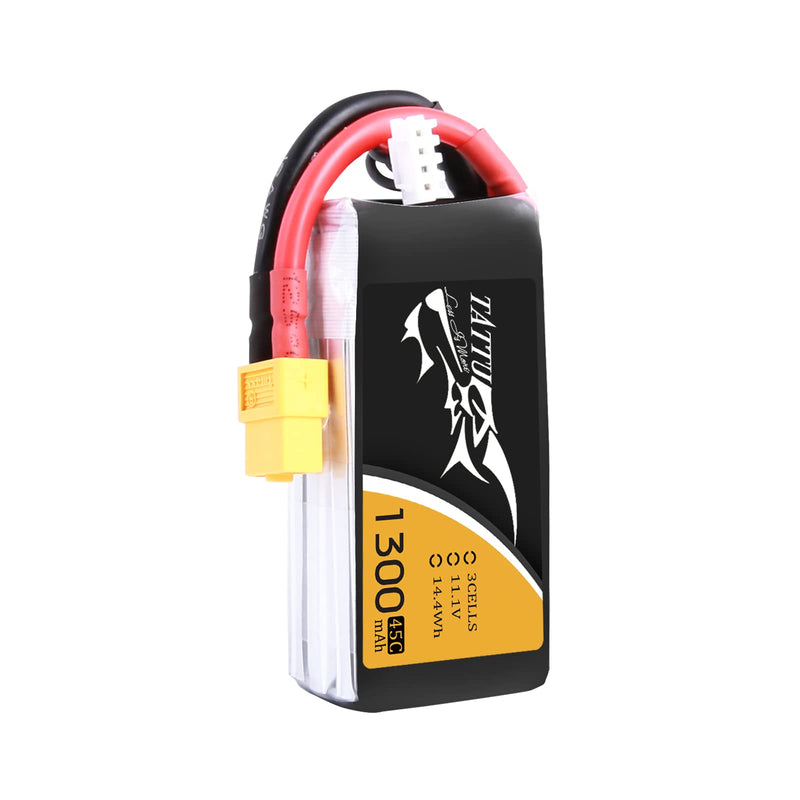 TATTU 3S 11.1V 1300mAh 45C LiPo Battery Pack with XT60 Plug for Eachine Wizard X220 QAV250 QAV180 210 Vortex 285 Mini H FLIP FPV 250S Emax