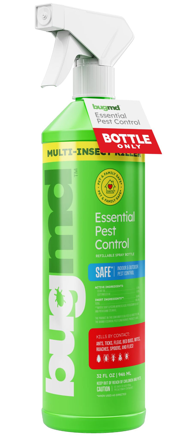 BugMD Empty Refillable Spray Bottle 32 oz for Pest Control Essential Oil Concentrate (Sold Separately), 3 Modes 32 Oz - Empty Spray Bottle