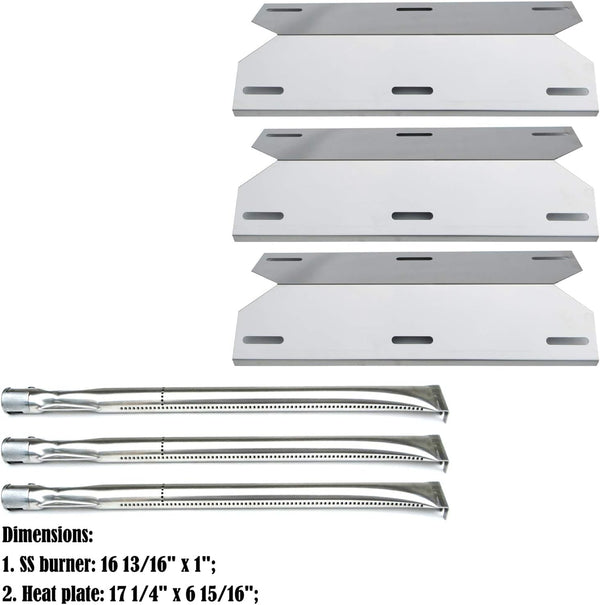 Parts Kit DG105 Replacement for Charmglow Home Depot 3 Burner 720-0230; 720-0036-HD-05 Gas Grill Burners & Heat Plates (Stainless Steel Burner +