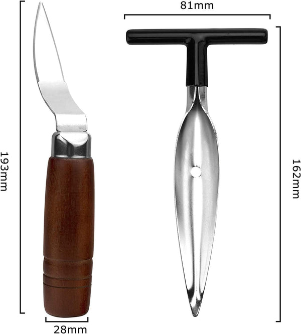 2 PCS Coconut Opener Tool Set Coconut Meat Remover Stainless Steel Coconut Opener Scraper Knife Coconut Punch Tool with Durable Non-Slip Wooden