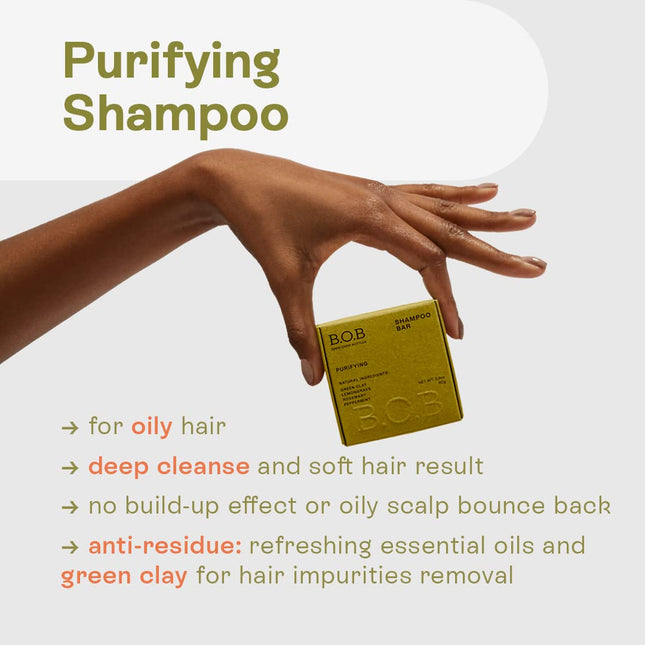 B.O.B BARS over BOTTLES Oil Control Bundle, Purifying Shampoo Bar & Moisturizing Conditioner, Hair Care, Ideal Ph Balanc