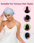 HFRHTGY Adjustable Silk Satin Hair Bonnet for Sleeping, Double Layer Hair Wrap Sleep Cap Turban for Women Men, Curly Straight Braid Unisex (Aqua