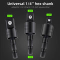 Right Angle Drill Adaptor,4-in-1 Impact Drill Bit Extension,360° Rotatable 1/4 3/8 1/2" Impact Grade Socket Adapter Set,105 Degree Angle