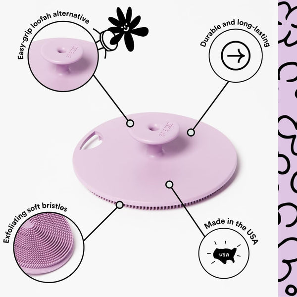 Boie USA Body Scrubber with Handle - Hygienic, Exfoliating Loofah Alternative - Feels Like Silicone Scrubber Gentle on Sensitive Skin,