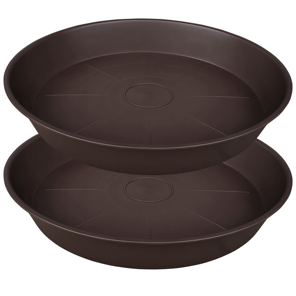 2 Pack of 26 inch Plant Saucer Round, 4.2" Depth Tray, Large Deep Plant Saucers for Pots, Heavy Duty Plastic Flower Plant Water Trays for Indoors